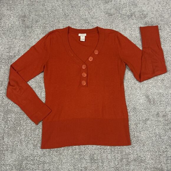 Sundance Sweater Womens Medium Button Cotton Rabbit Hair Blend Orange *spot* - Picture 1 of 7